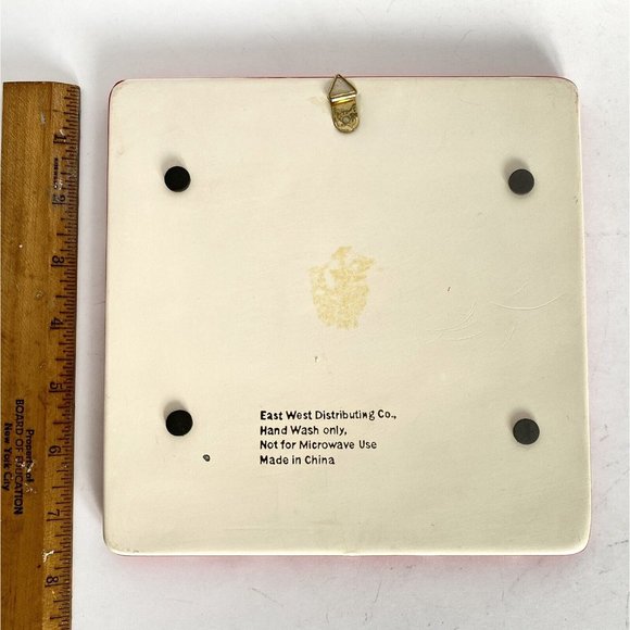 Vintage Santa Tile Trivet Coaster Hand Painted Ceramic 7.5 Inches Square - Picture 8 of 8